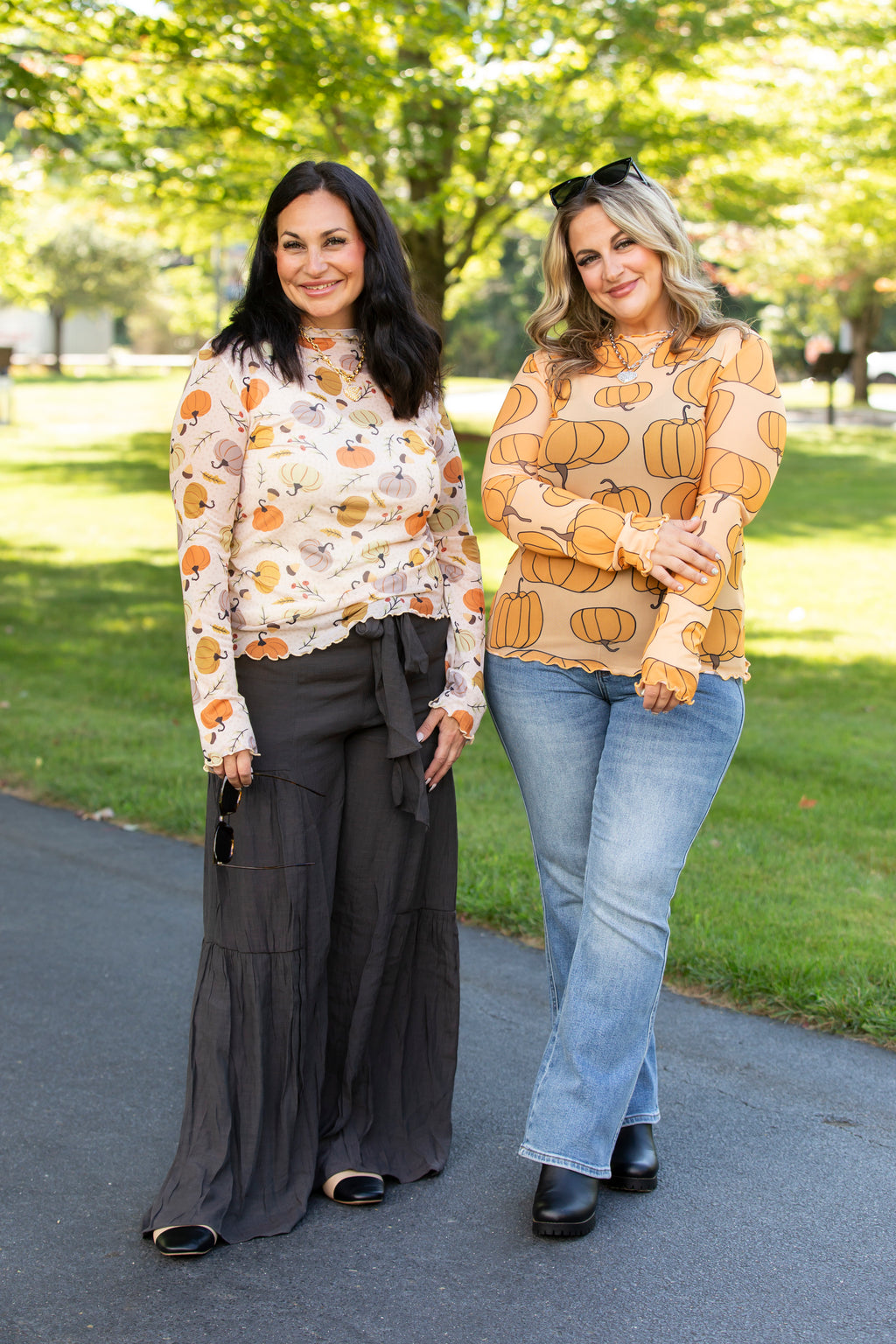 Pumpkin Patch Mesh Top
