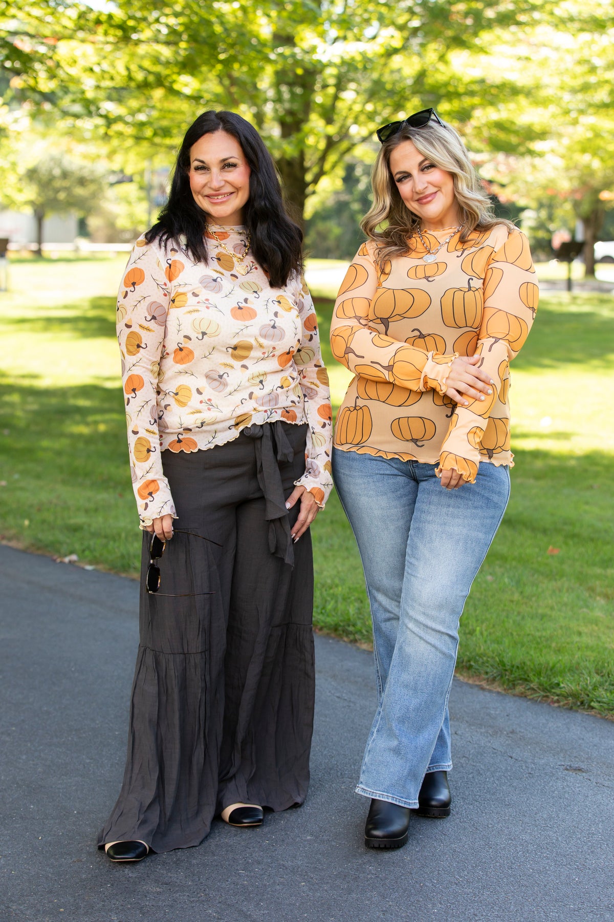 Pumpkin Patch Mesh Top