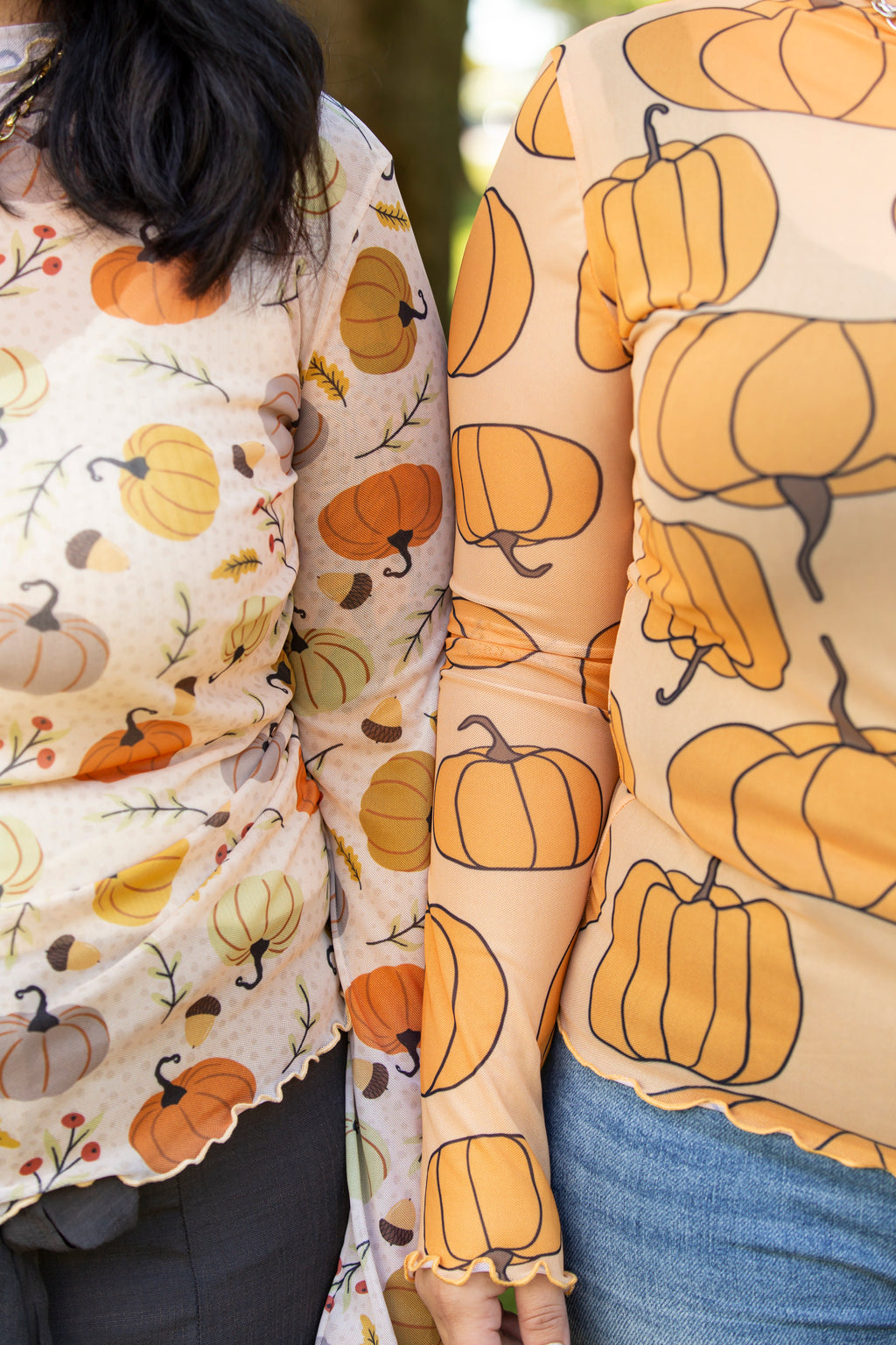 Pumpkin Patch Mesh Top