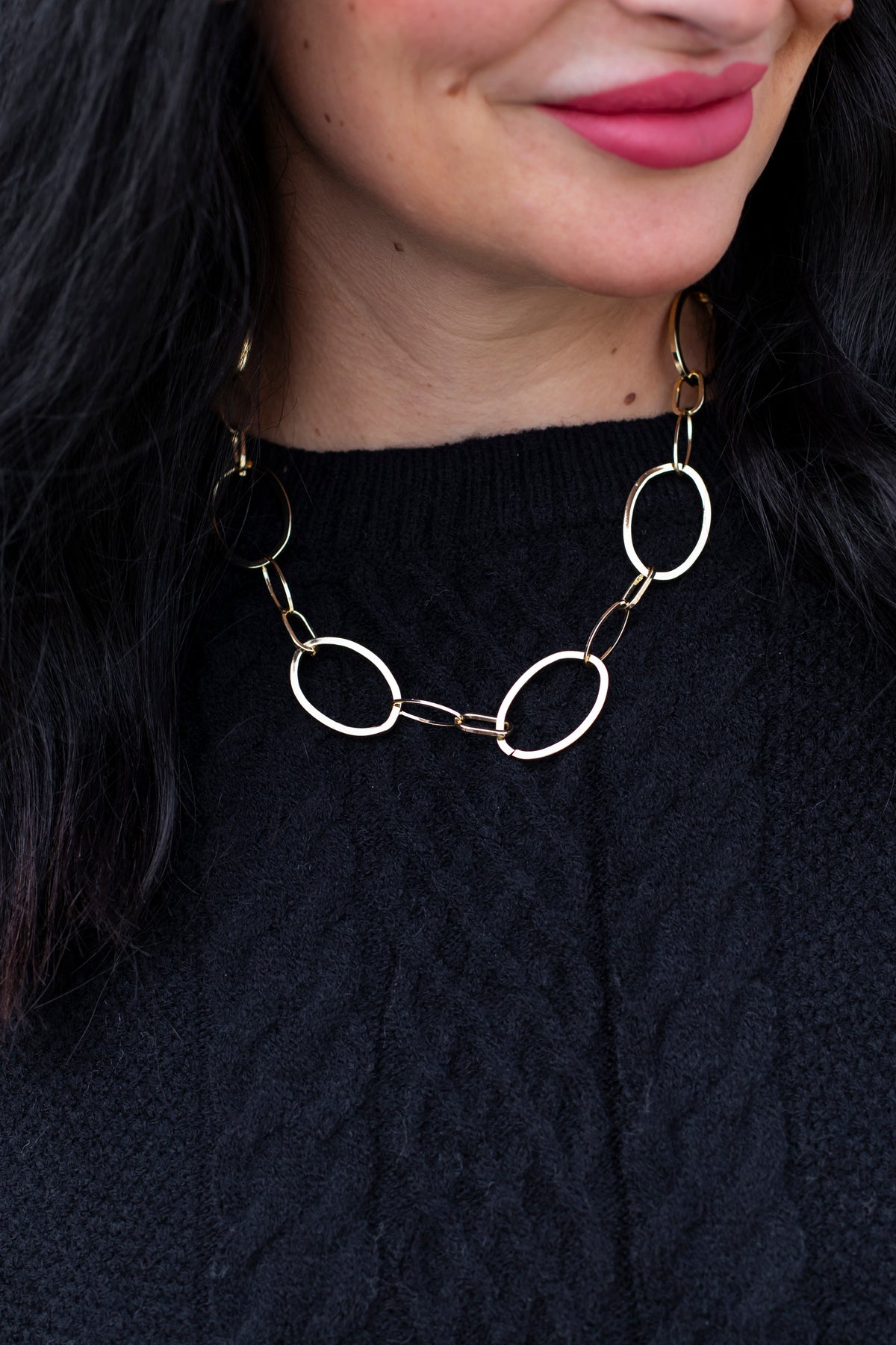 Oval Chain Long Necklace