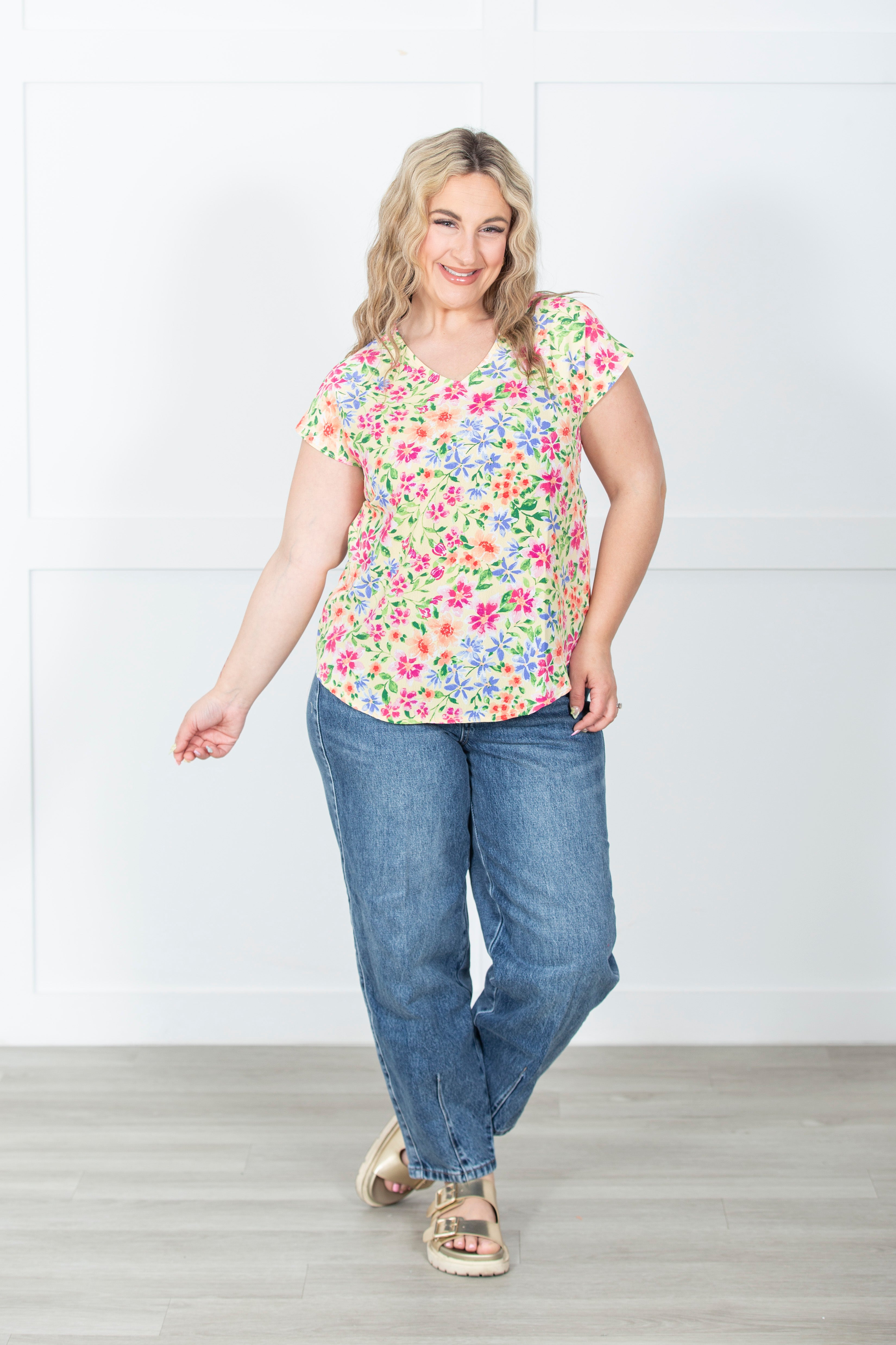 Sunshine Meadow Floral Top