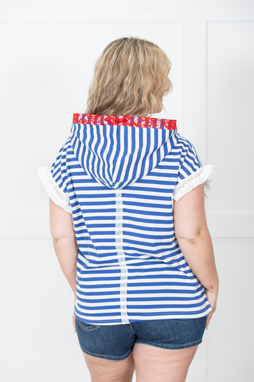 USA Star Patch Hoodie Top