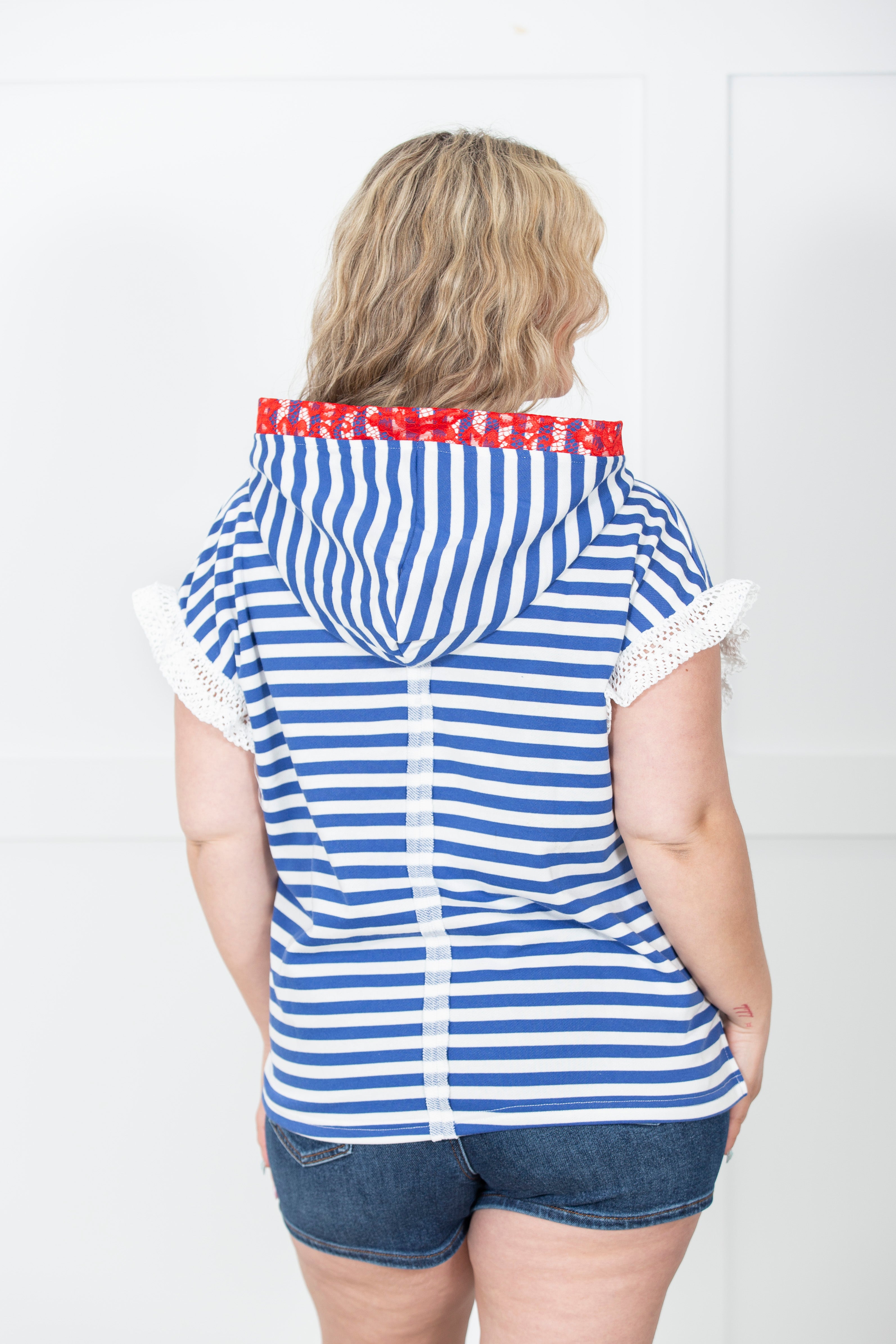 USA Star Patch Hoodie Top