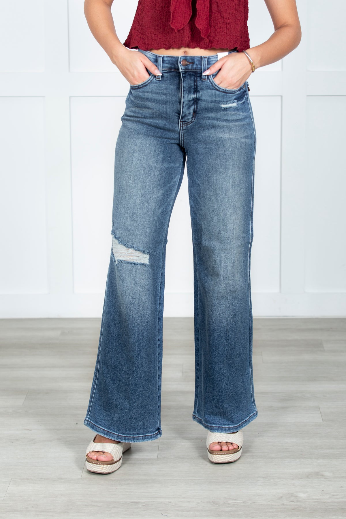 The Leona Tummy Control Retro Wide Judy Blue Jeans