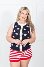 Americana Star Knit Vest and Shorts Set