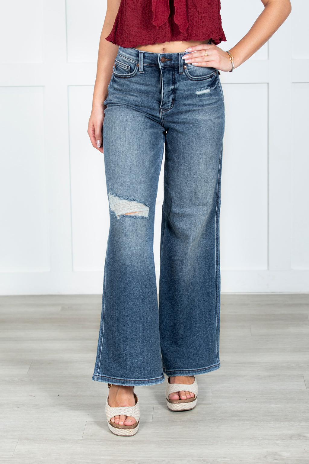 The Leona Tummy Control Retro Wide Judy Blue Jeans