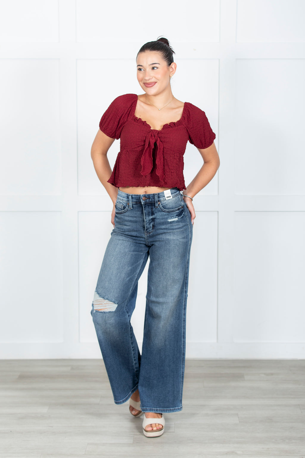 The Leona Tummy Control Retro Wide Judy Blue Jeans