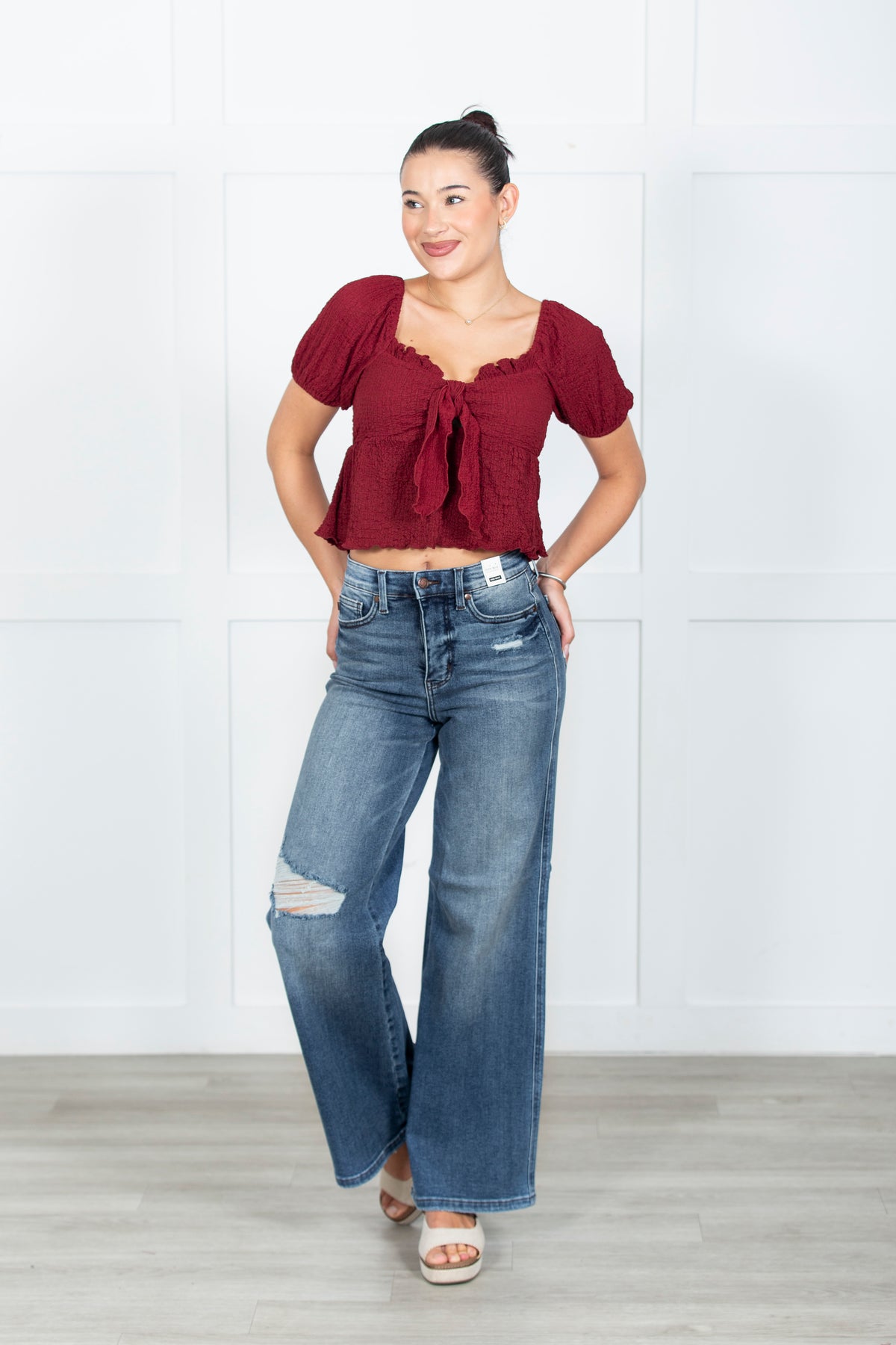 The Leona Tummy Control Retro Wide Judy Blue Jeans
