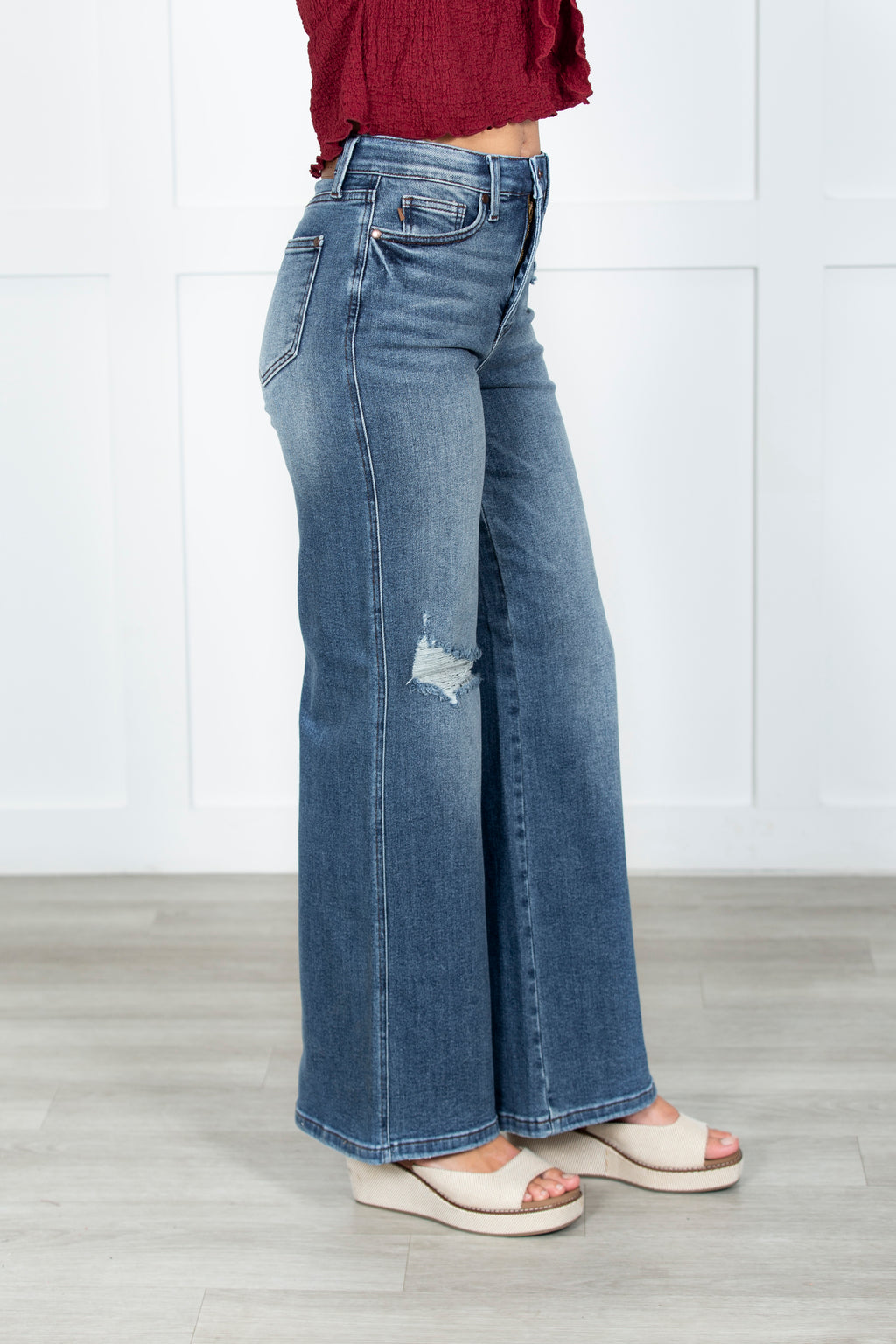 The Leona Tummy Control Retro Wide Judy Blue Jeans