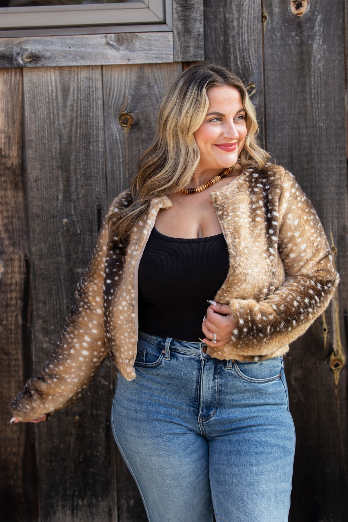 Fall Fawn Spot Fur Jacket