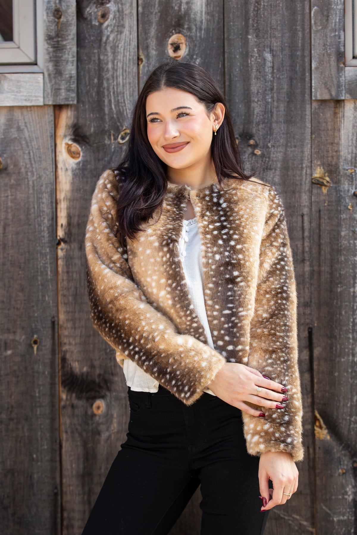 Fall Fawn Spot Fur Jacket
