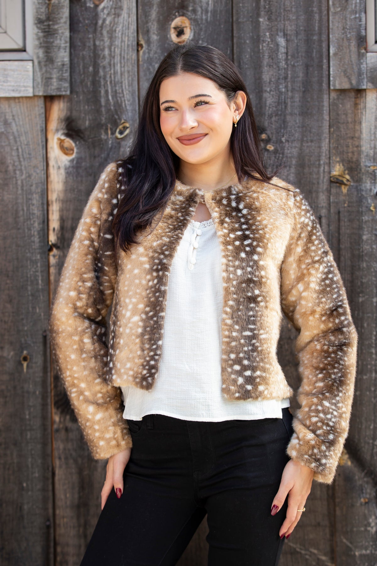 Fall Fawn Spot Fur Jacket