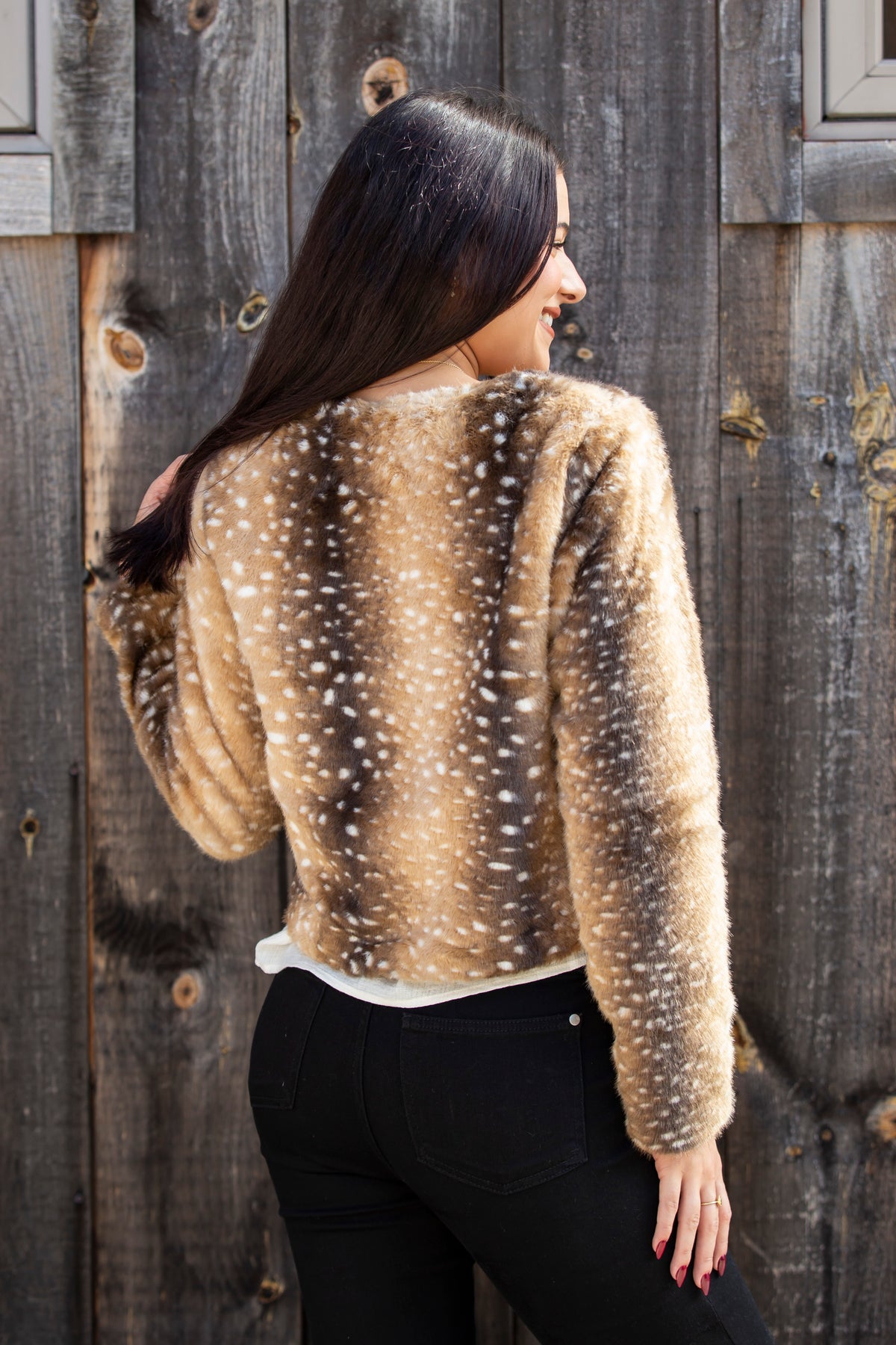 Fall Fawn Spot Fur Jacket