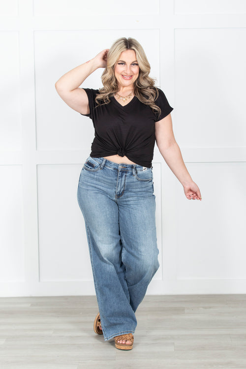 The Angie Judy Blue Column Straight Jeans