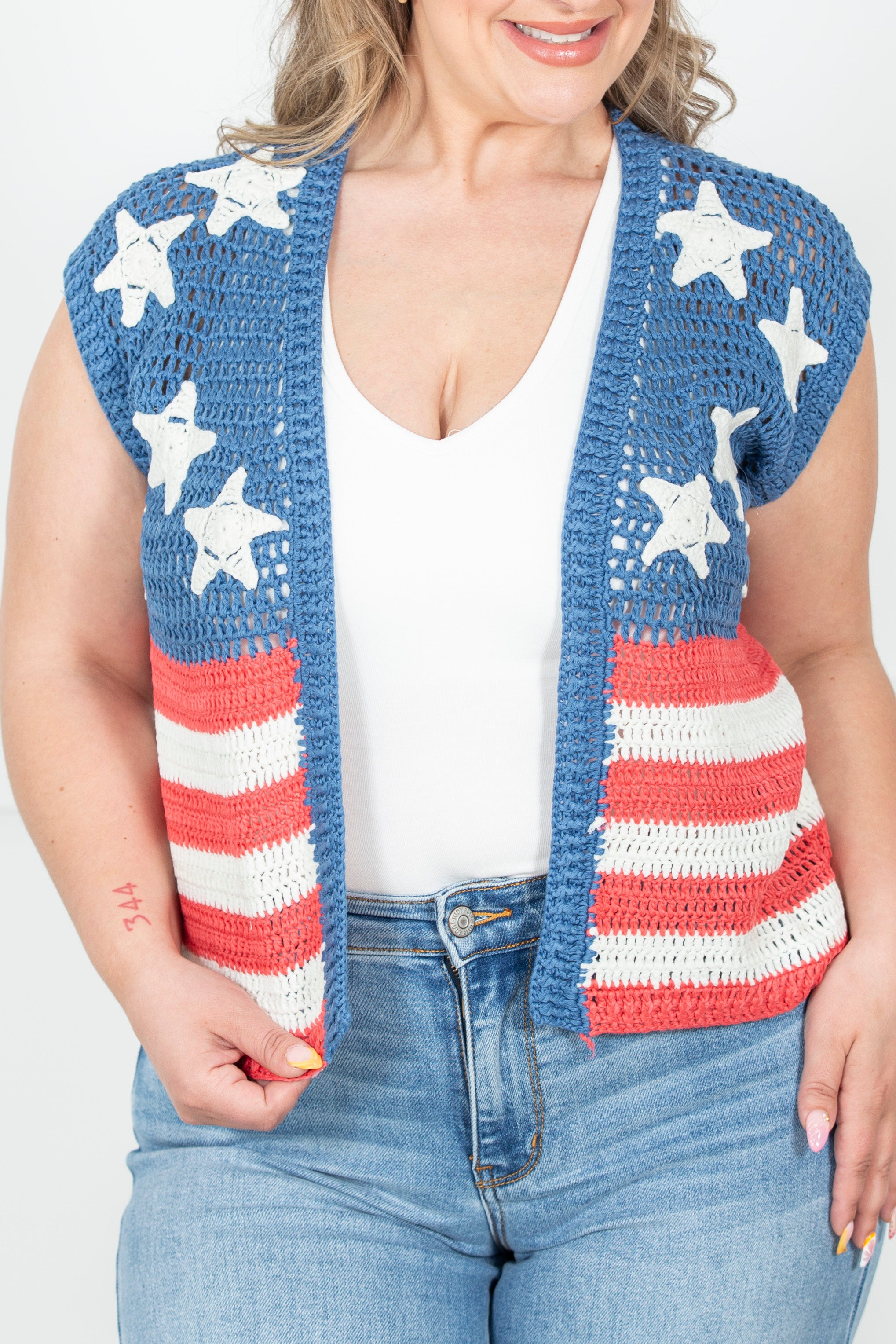 4th Of July American Flag Crochet Cardigan