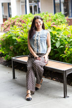 Polka Dot Denim Cargo Pants
