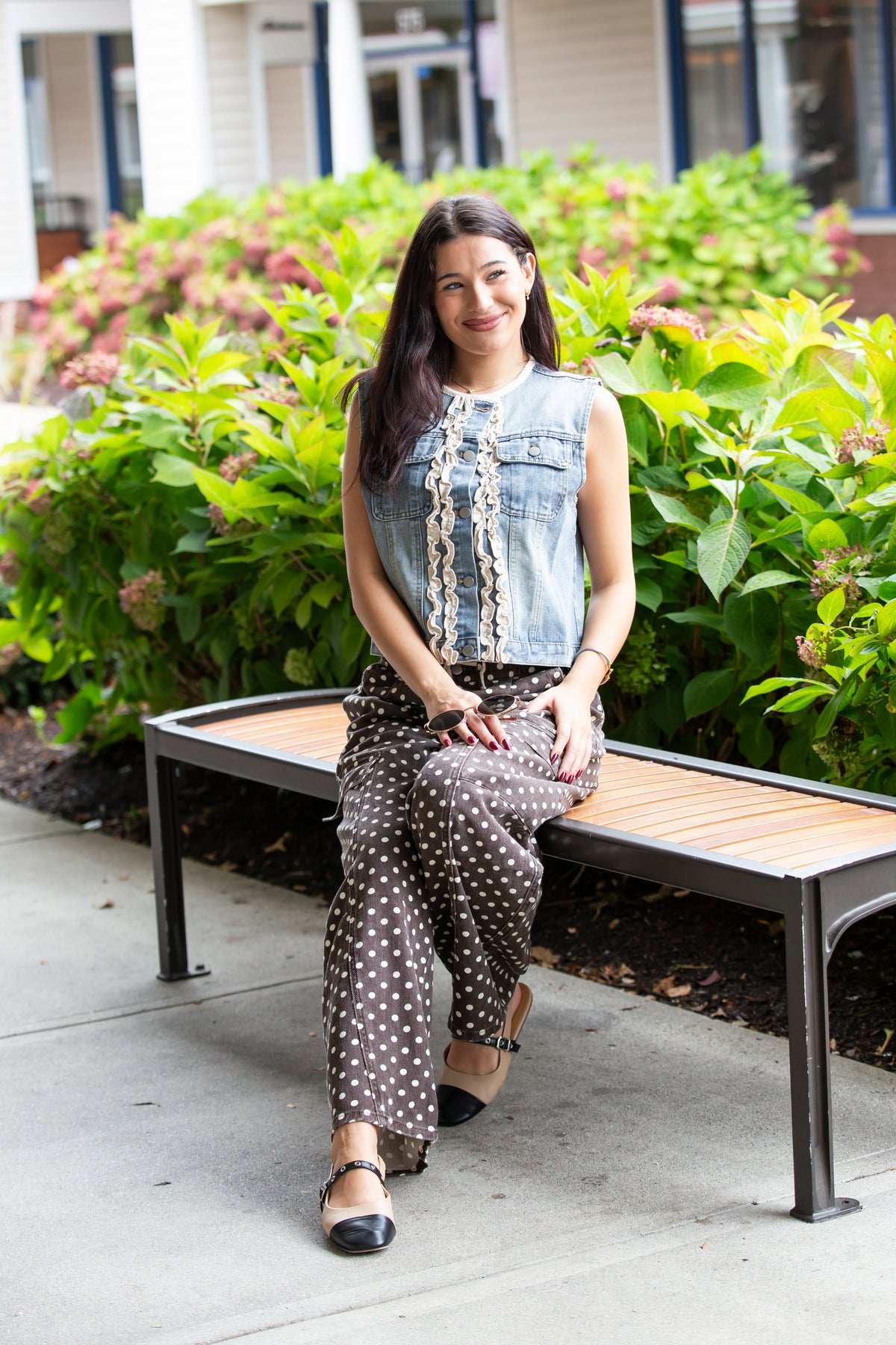 Polka Dot Denim Cargo Pants
