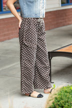 Polka Dot Denim Cargo Pants