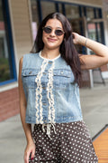 Ruffle Denim Vest