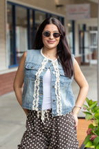 Ruffle Denim Vest