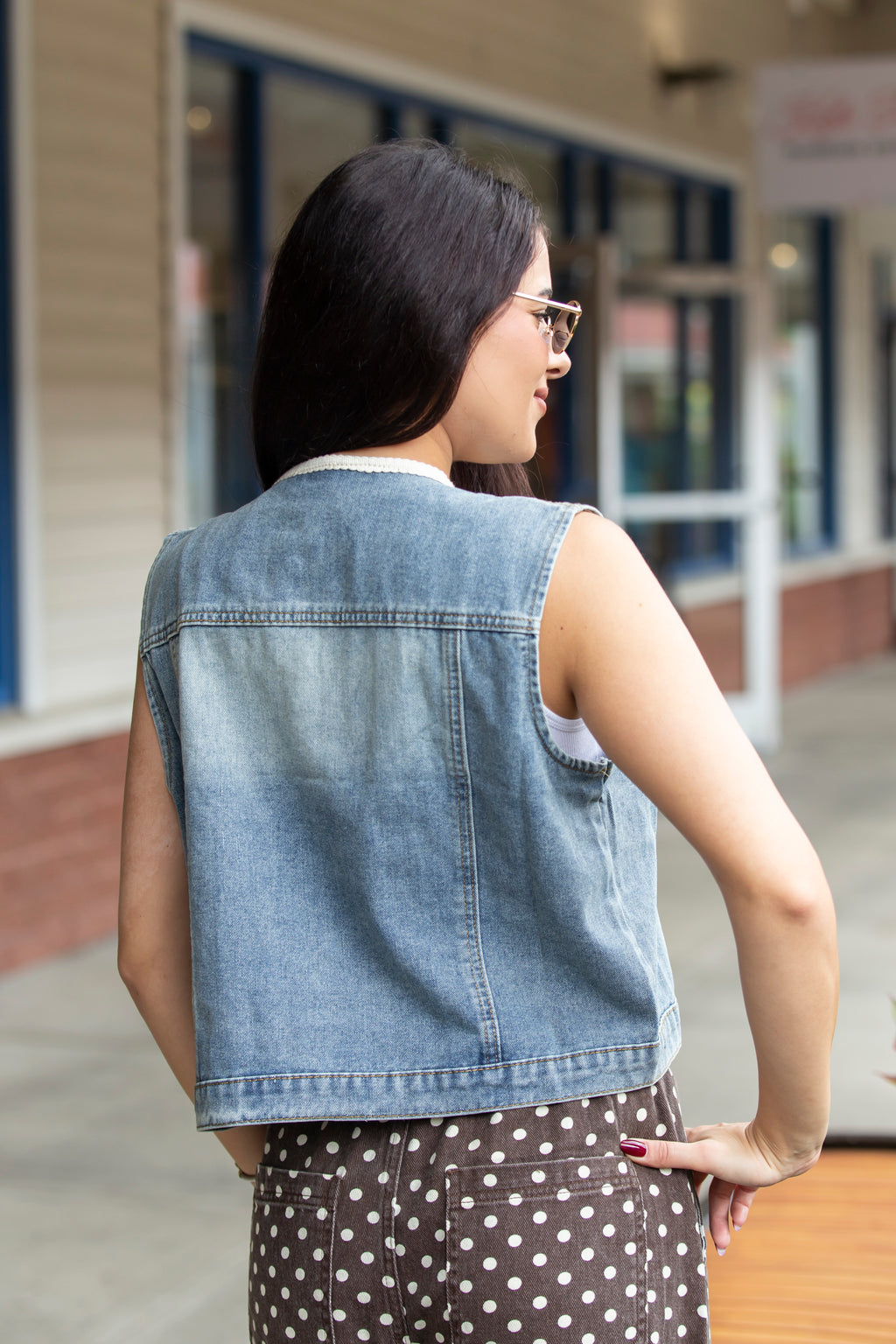 Ruffle Denim Vest