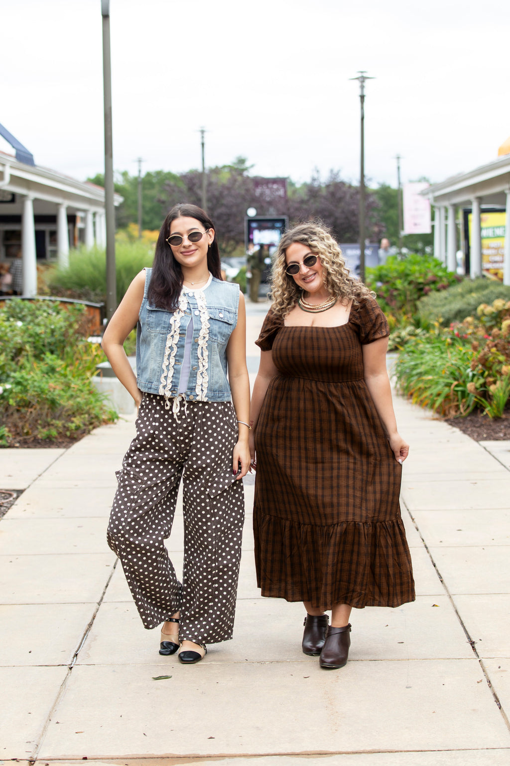 Polka Dot Denim Cargo Pants