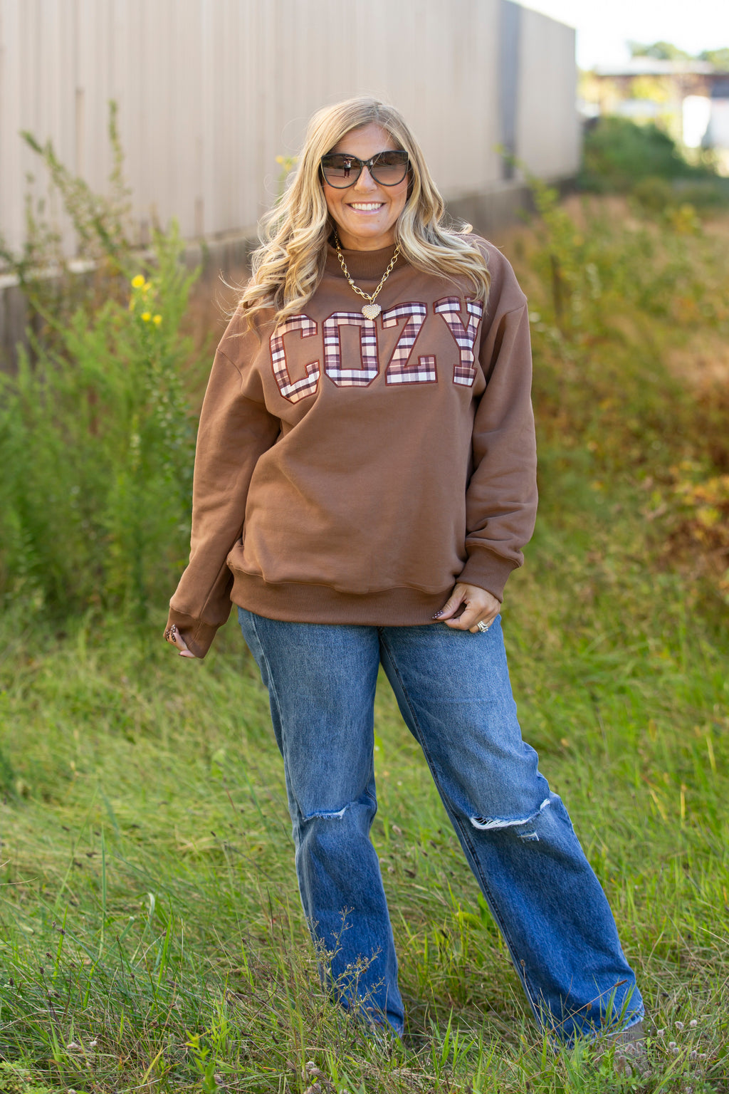 Cozy Embroidered Mock Neck