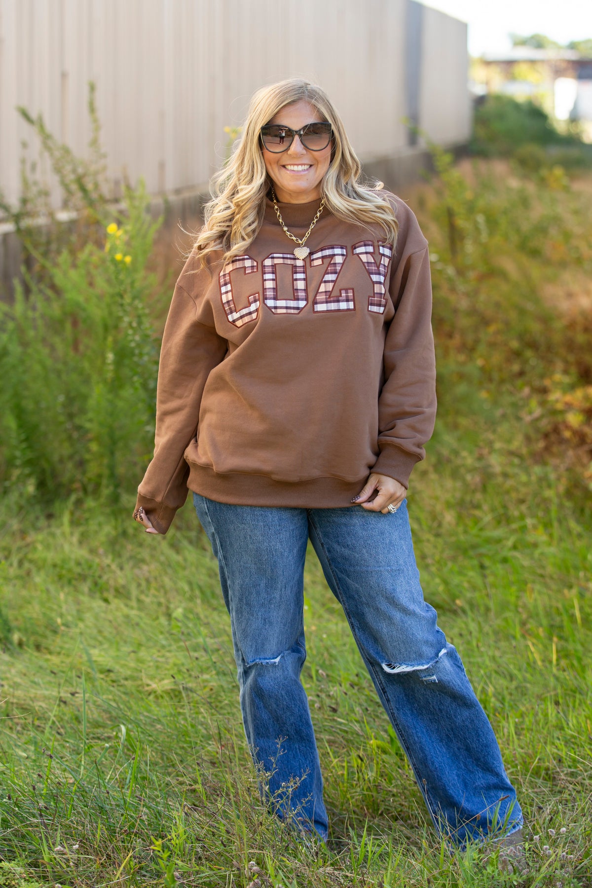 Cozy Embroidered Mock Neck