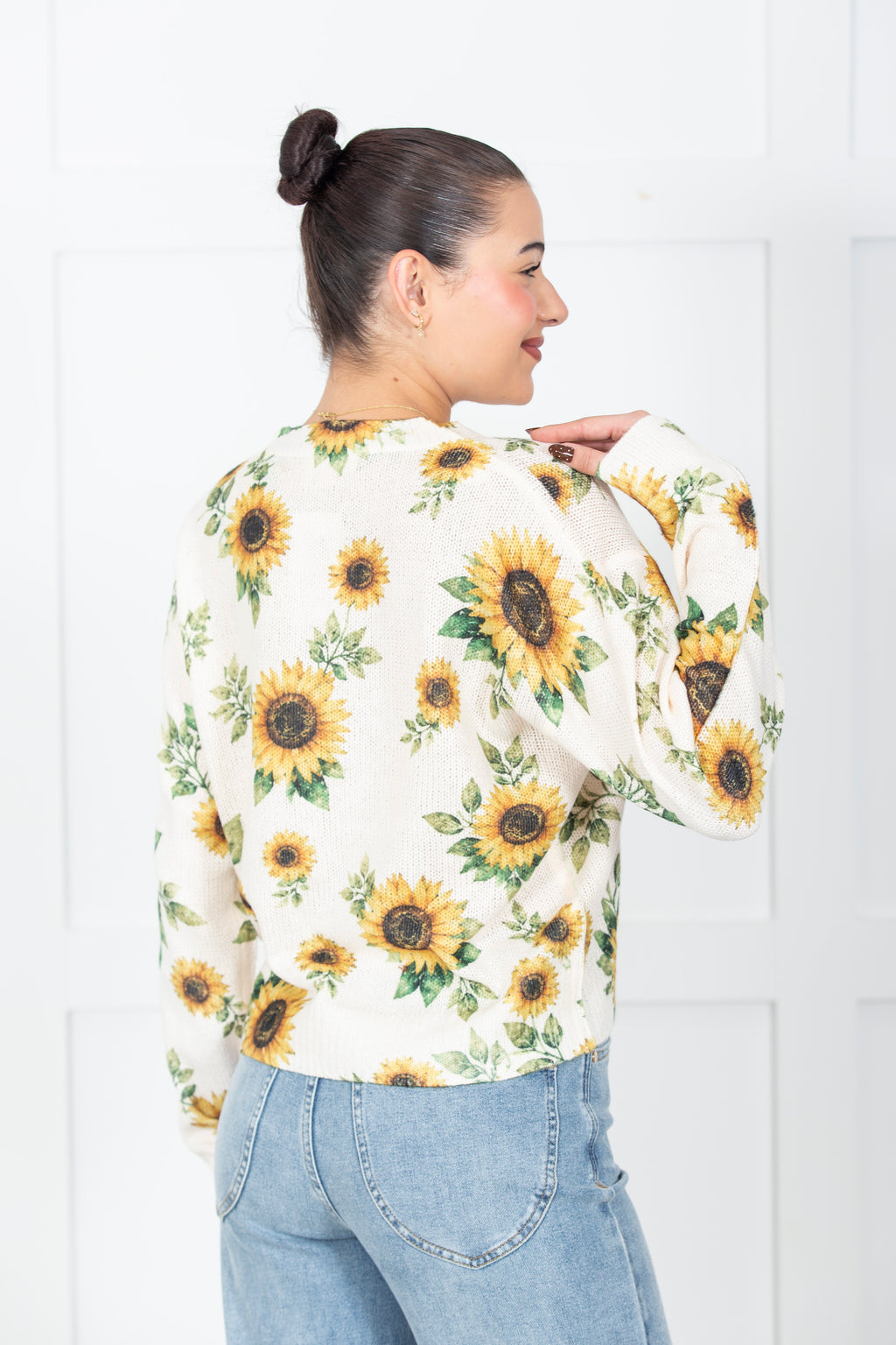 Sunflower Print Knit Sweater