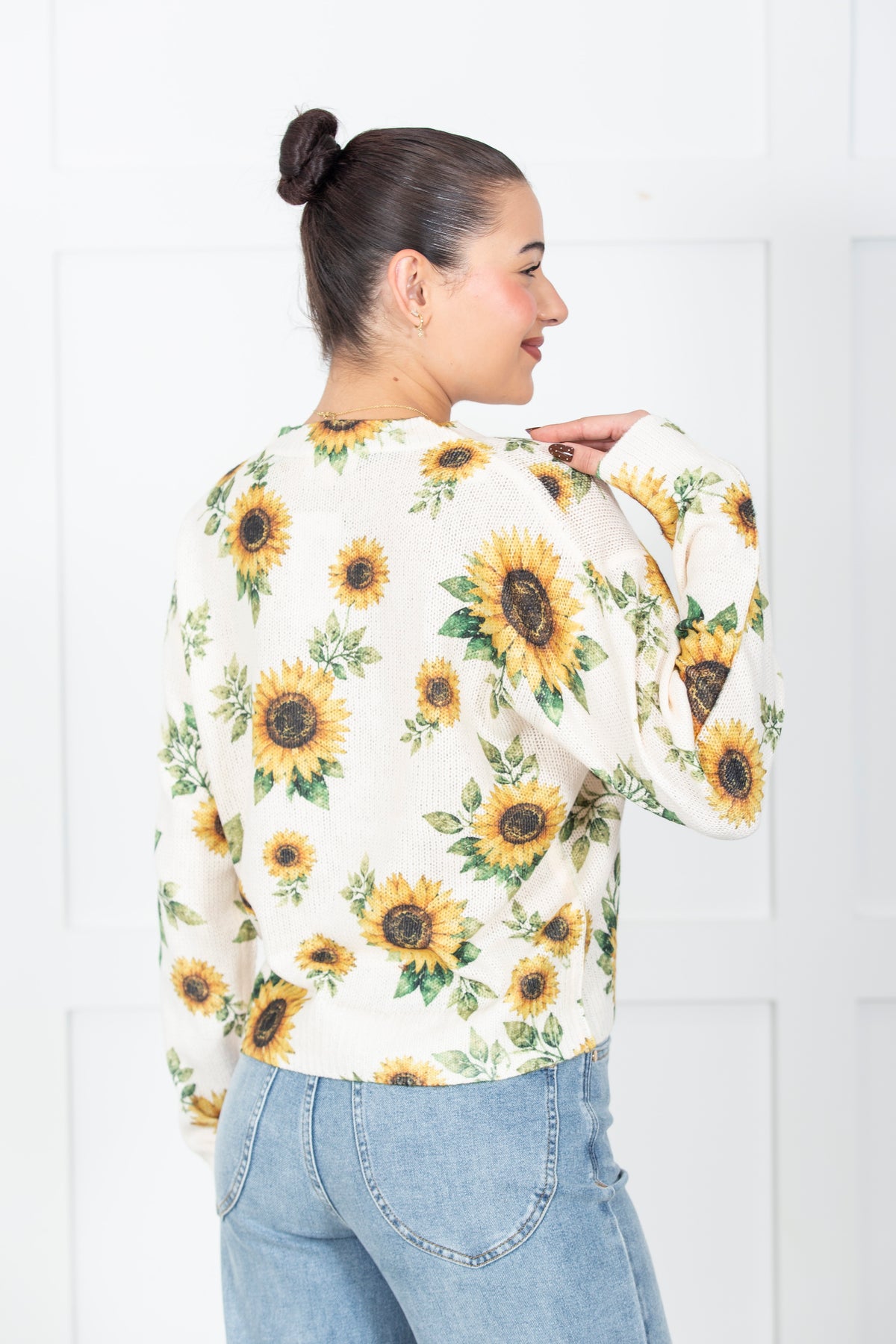Sunflower Print Knit Sweater