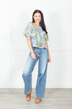 Off Shoulder Lemon Print Top