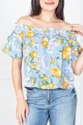 Off Shoulder Lemon Print Top