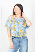 Off Shoulder Lemon Print Top