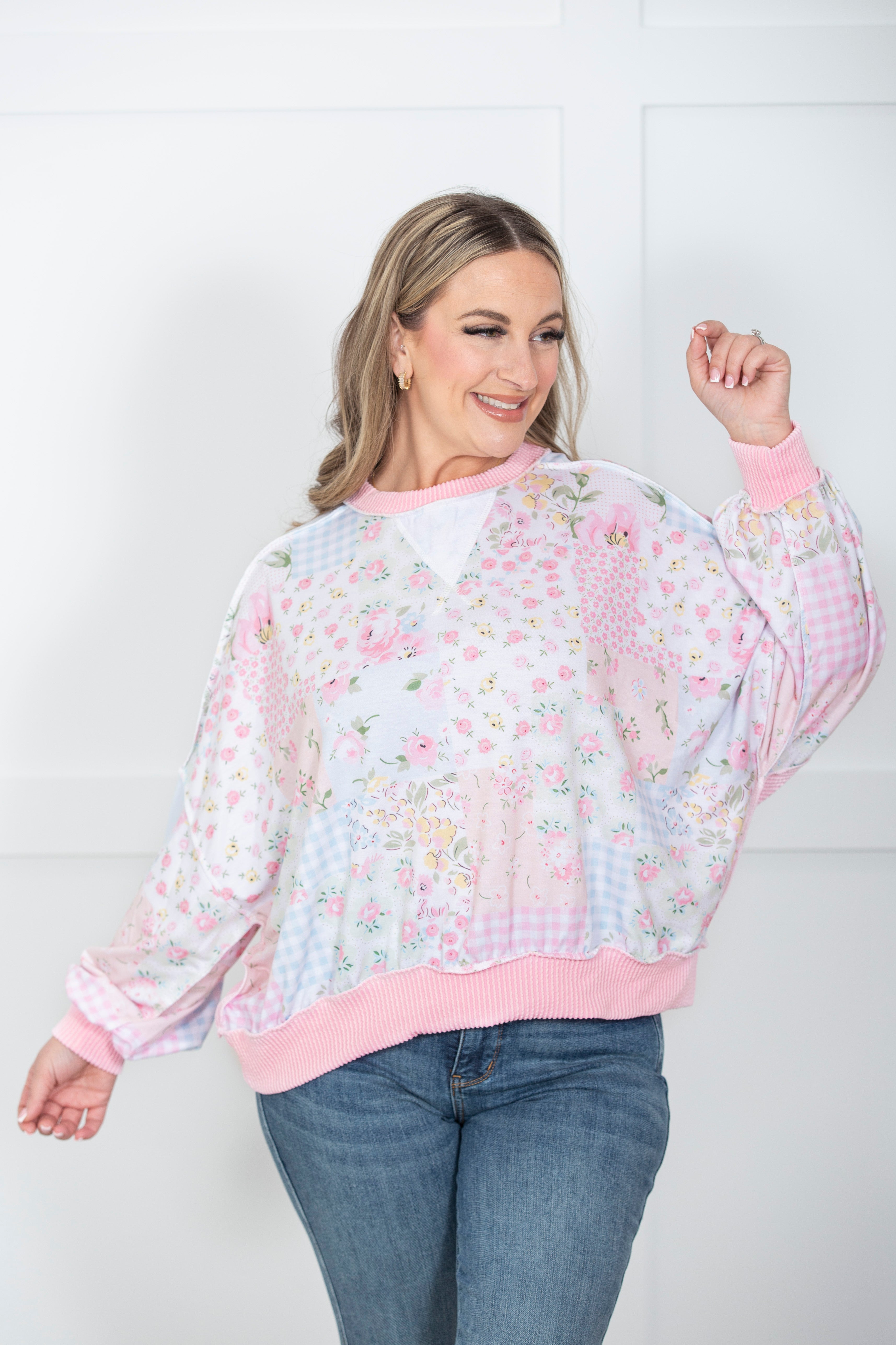 Cottage Bloom Patchwork Pullover