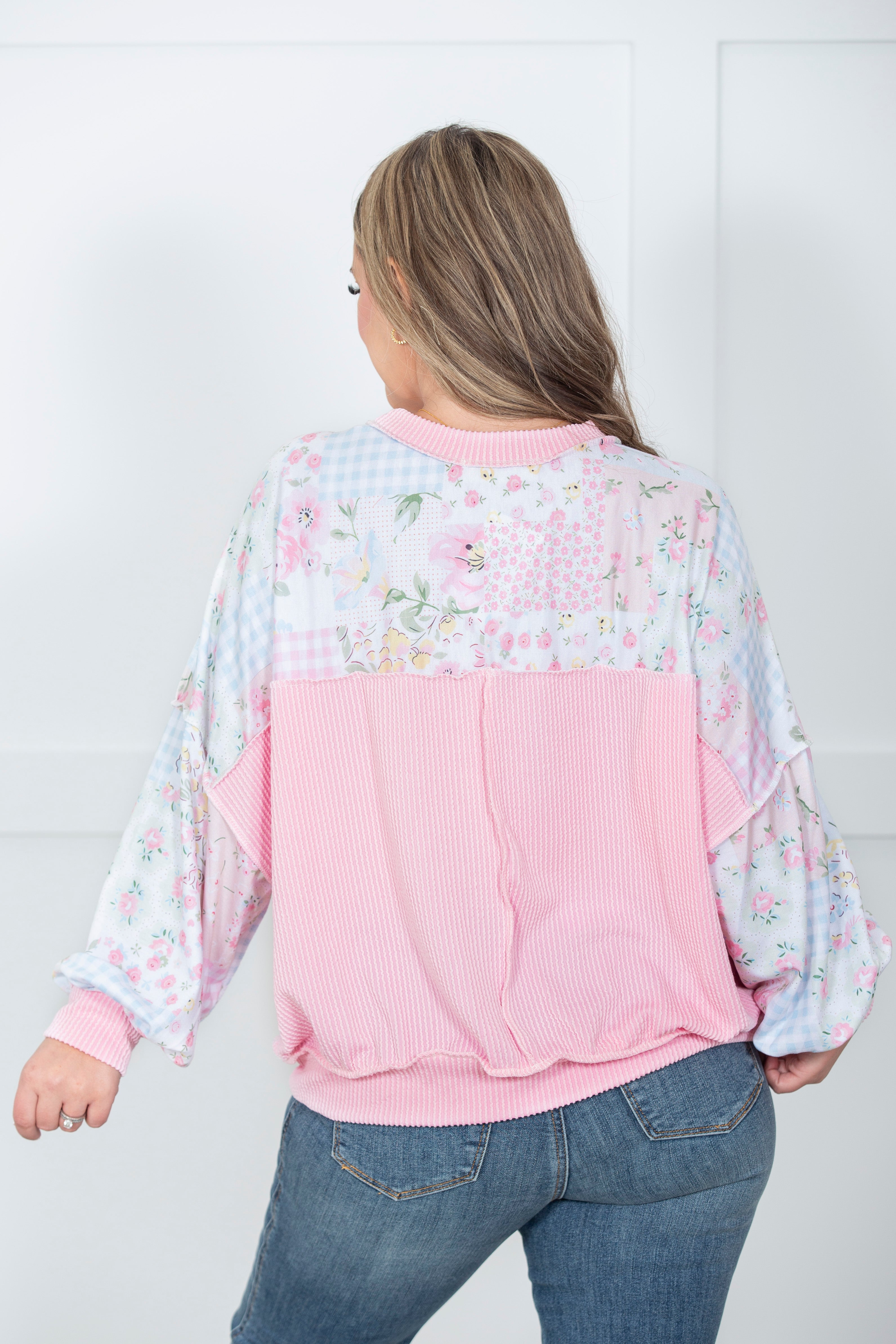 Cottage Bloom Patchwork Pullover