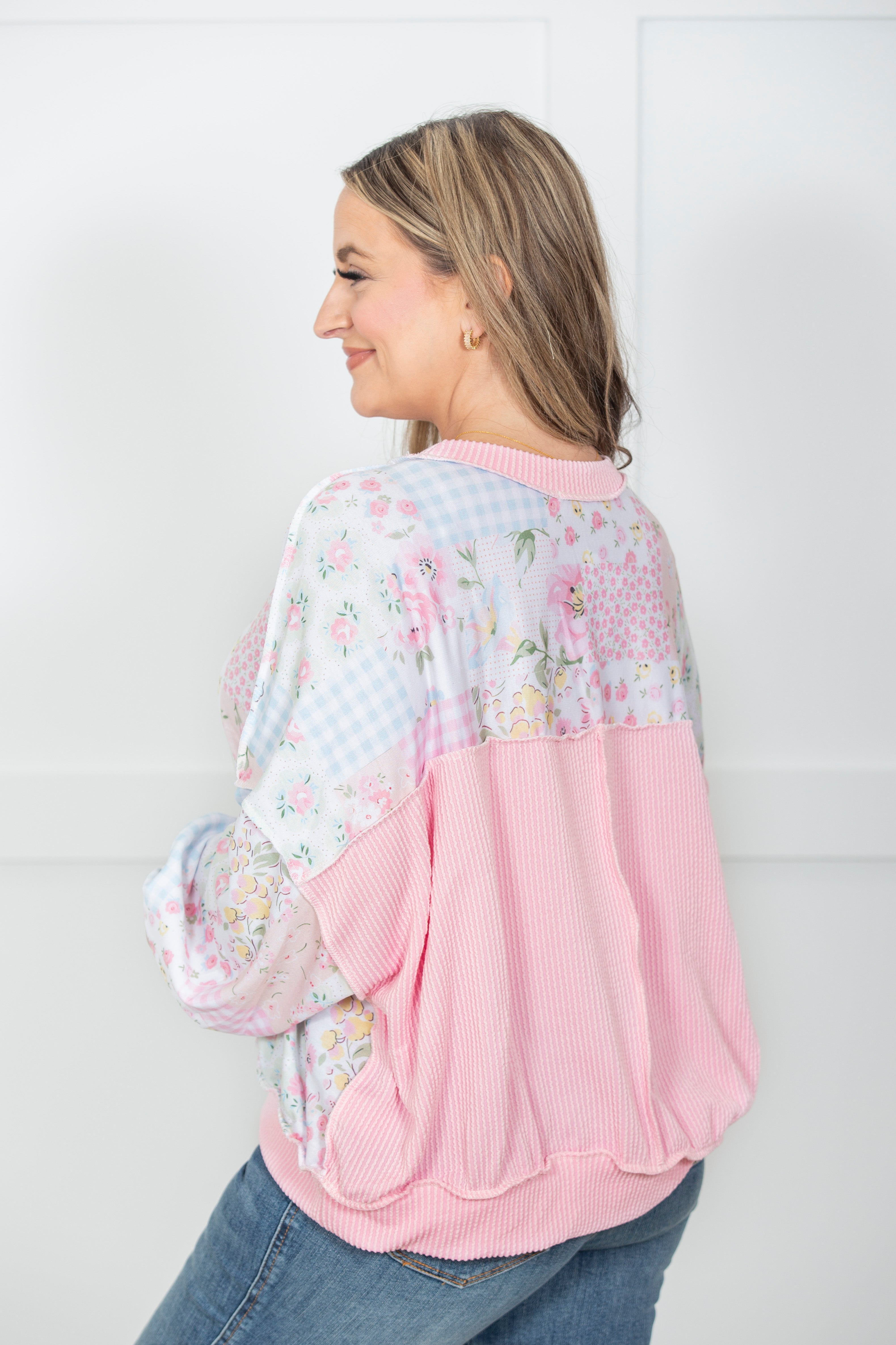 Cottage Bloom Patchwork Pullover