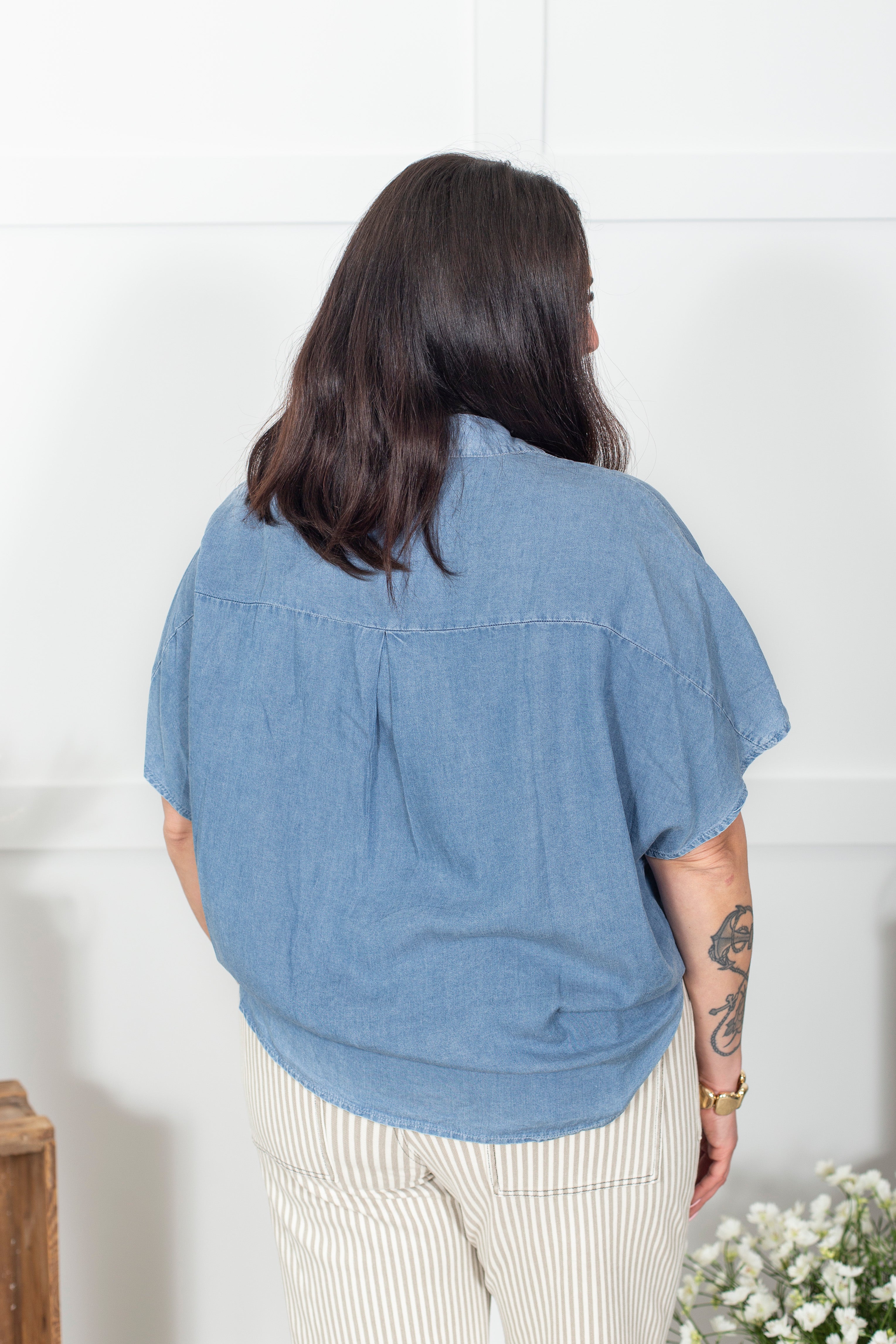 At Your Fingertips Chambray Top