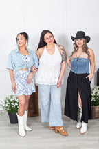 As If Strapless Denim Top