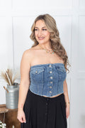 As If Strapless Denim Top
