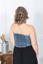 As If Strapless Denim Top