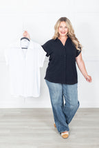 All About The Buttons Woven Top Everyday Colors