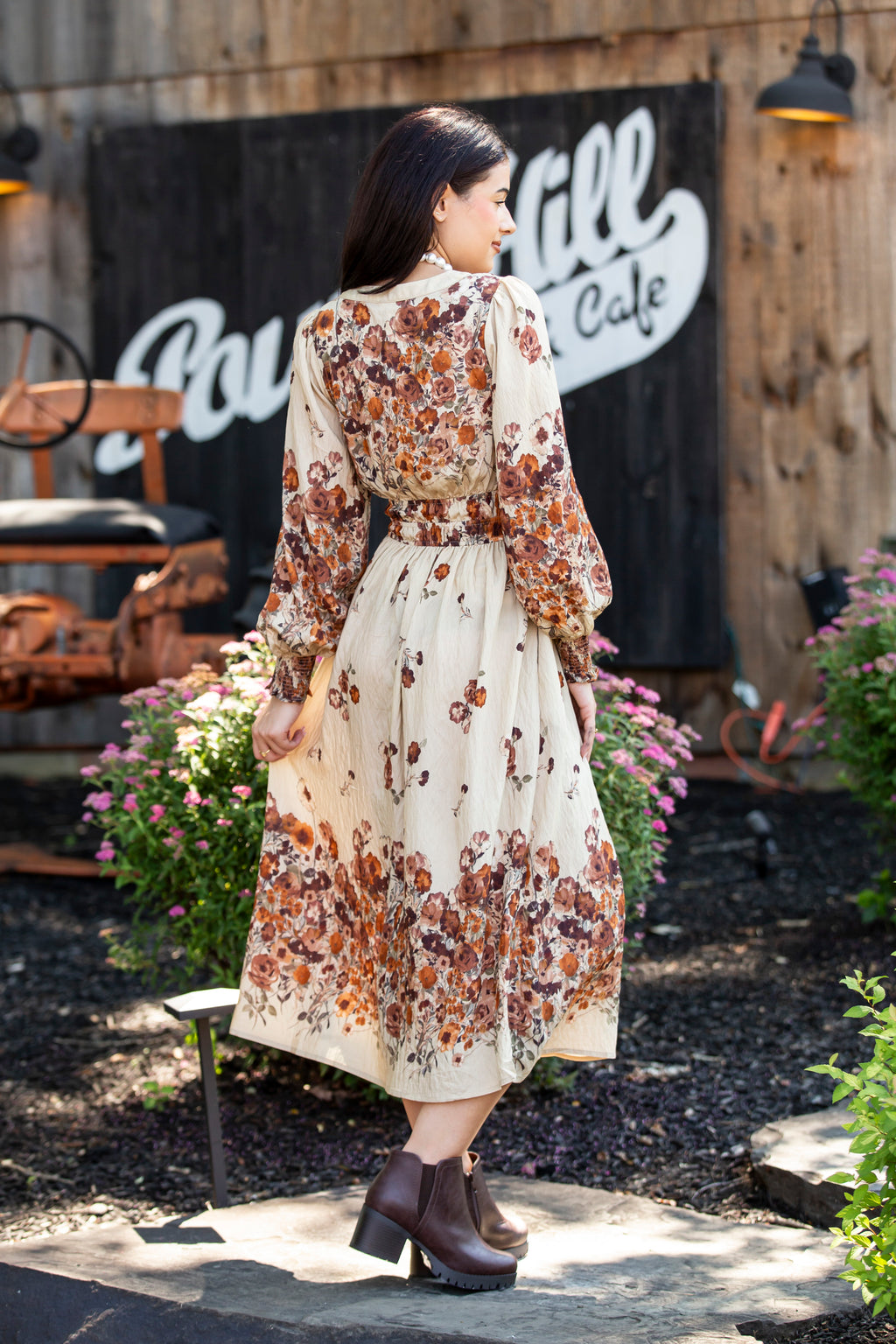 Floral Border Printed Midi Dress