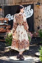 Floral Border Printed Midi Dress