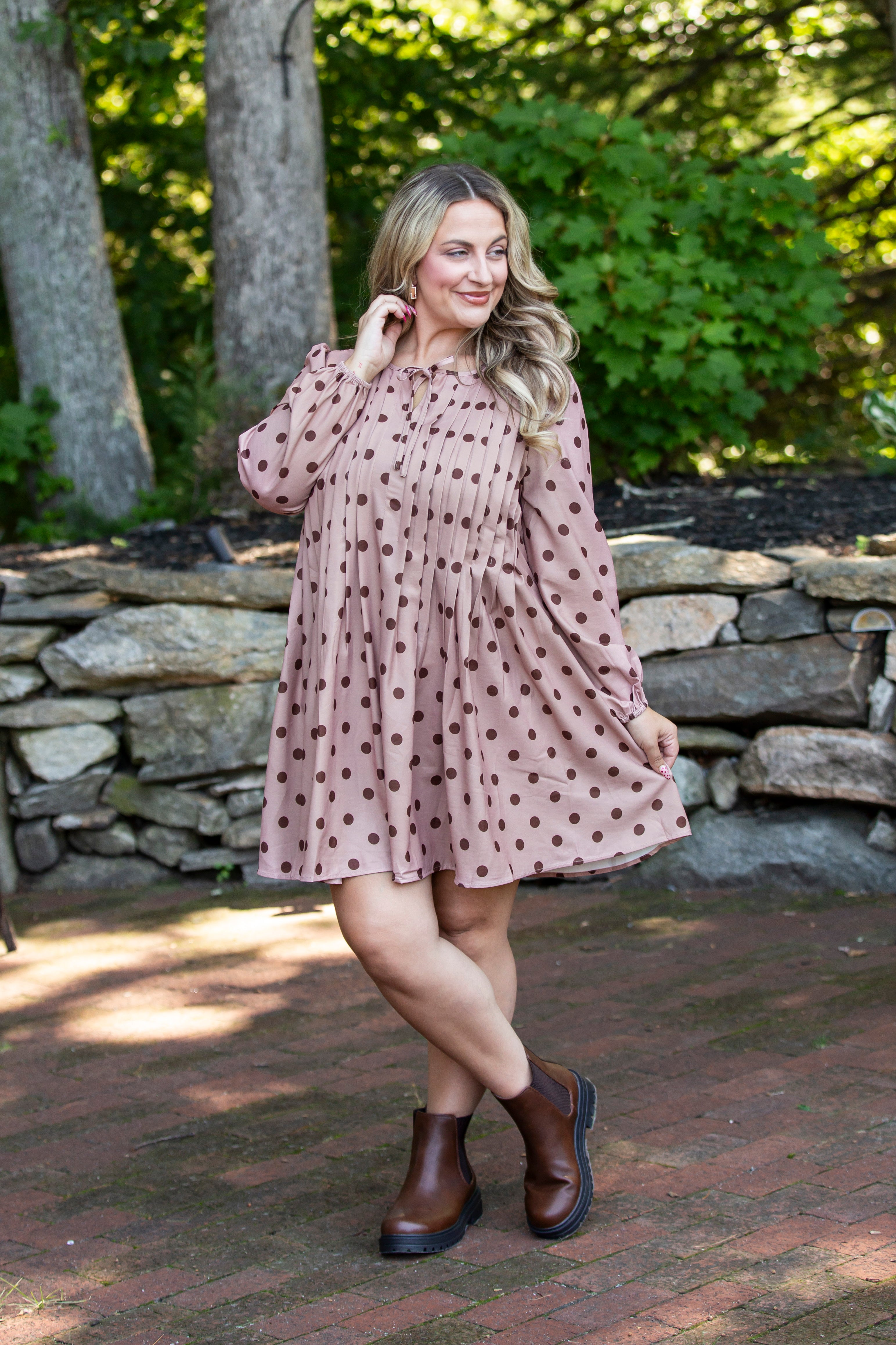 Polka Dot Ribbon Bow Shift Dress