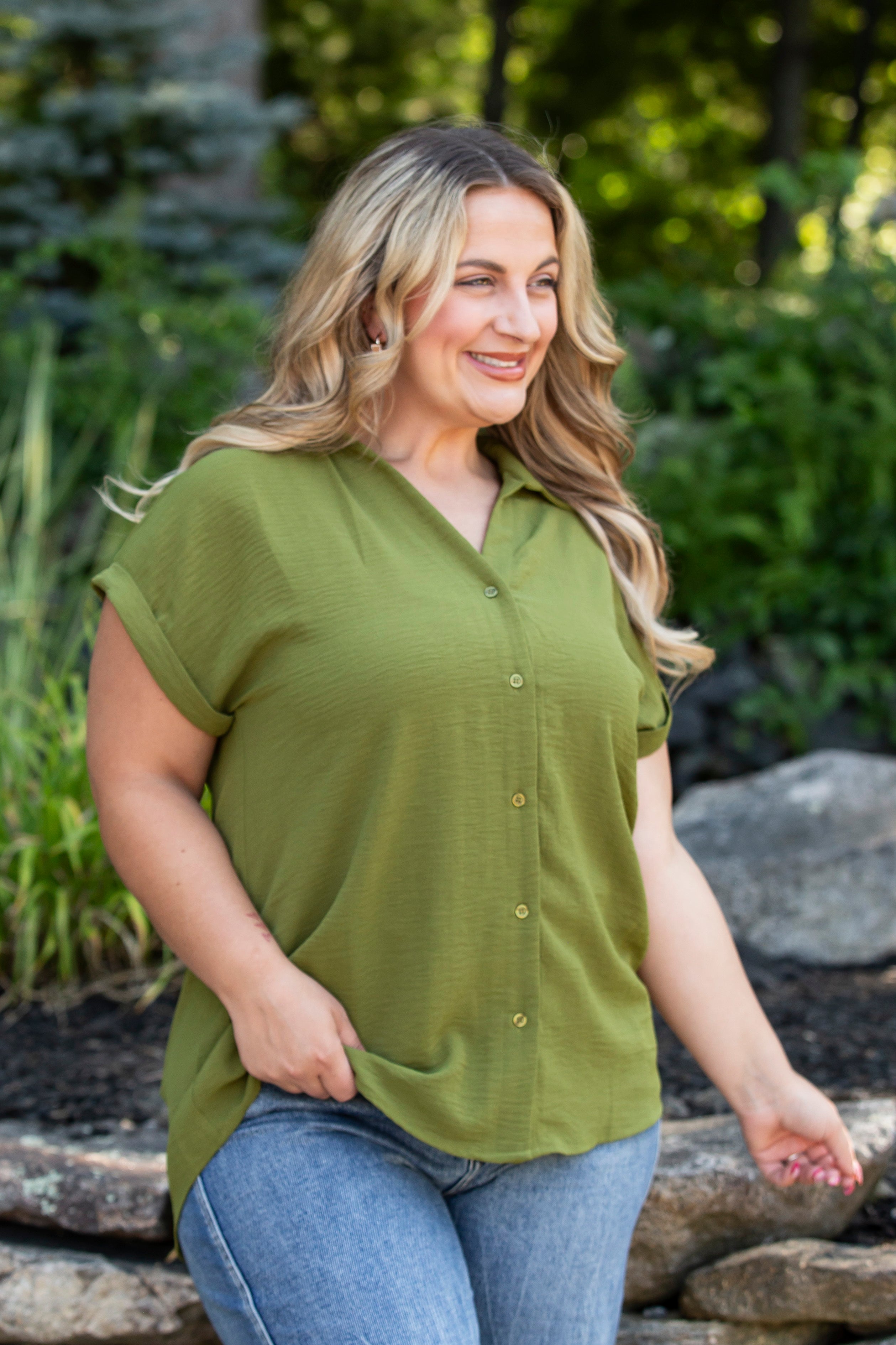 All About The Buttons Woven Top Fall/Winter Colors