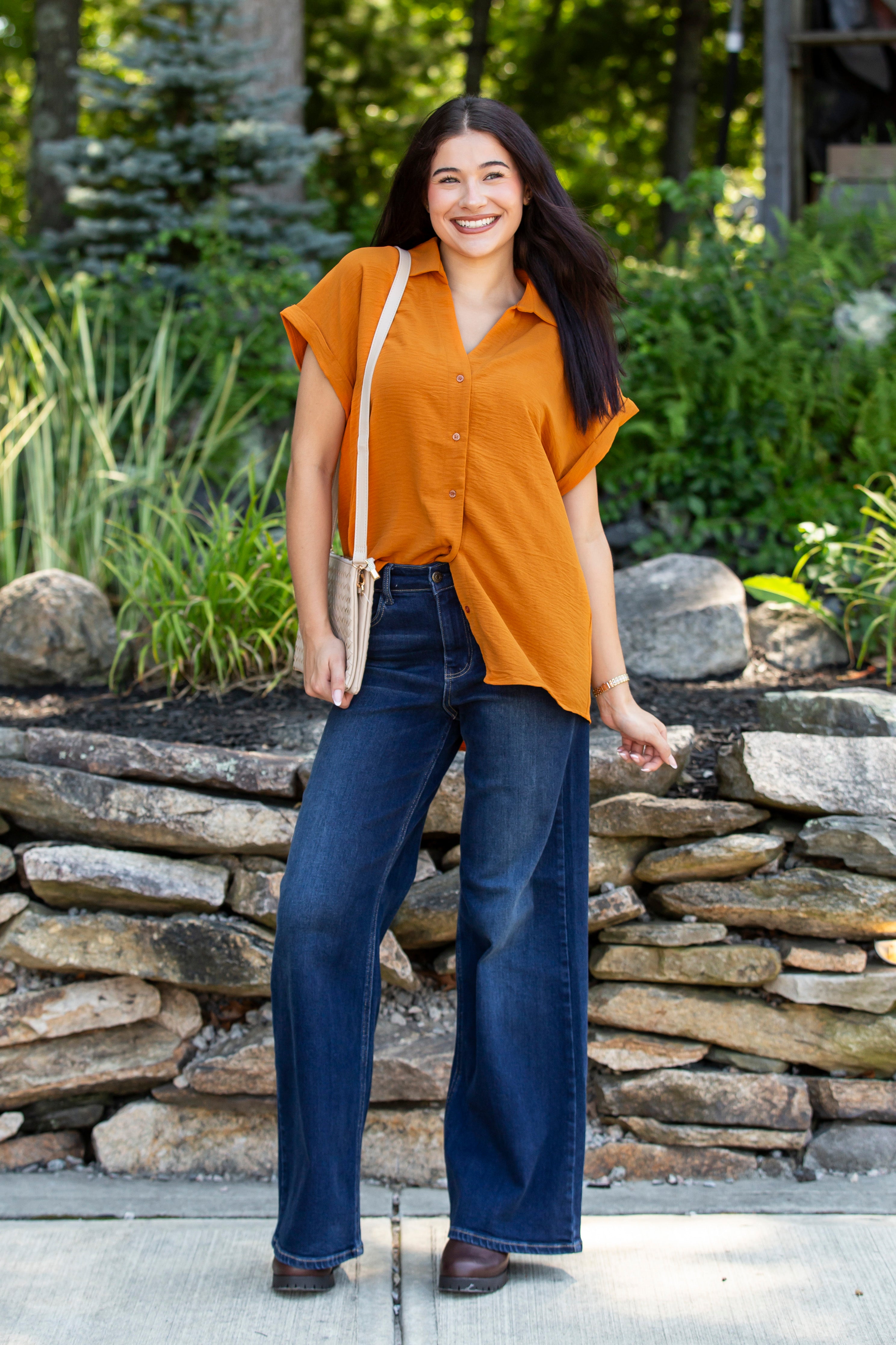 All About The Buttons Woven Top Fall/Winter Colors