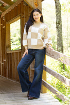 Mocha Check Pullover