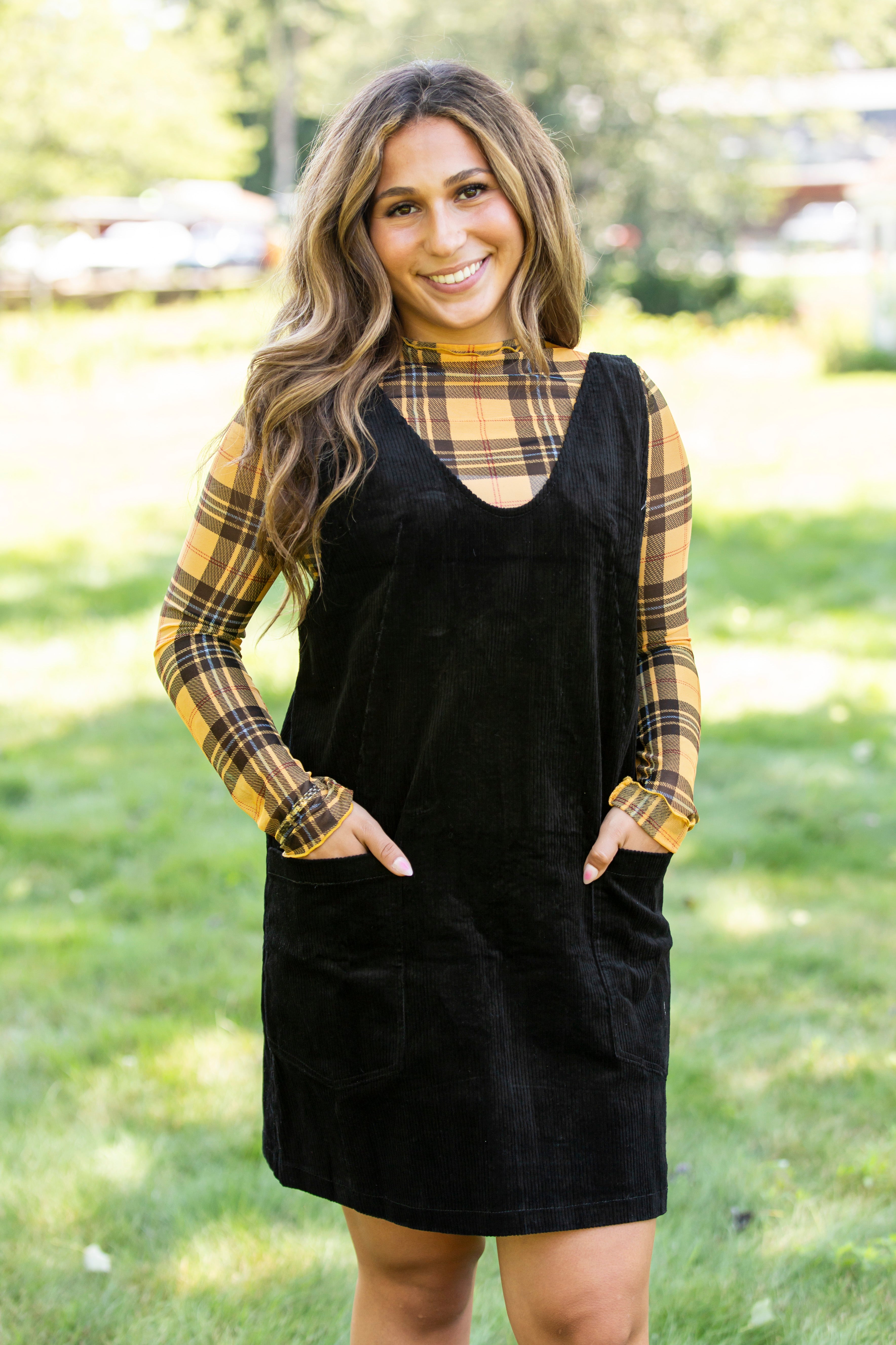 Plaid Mesh Semi Sheer Top