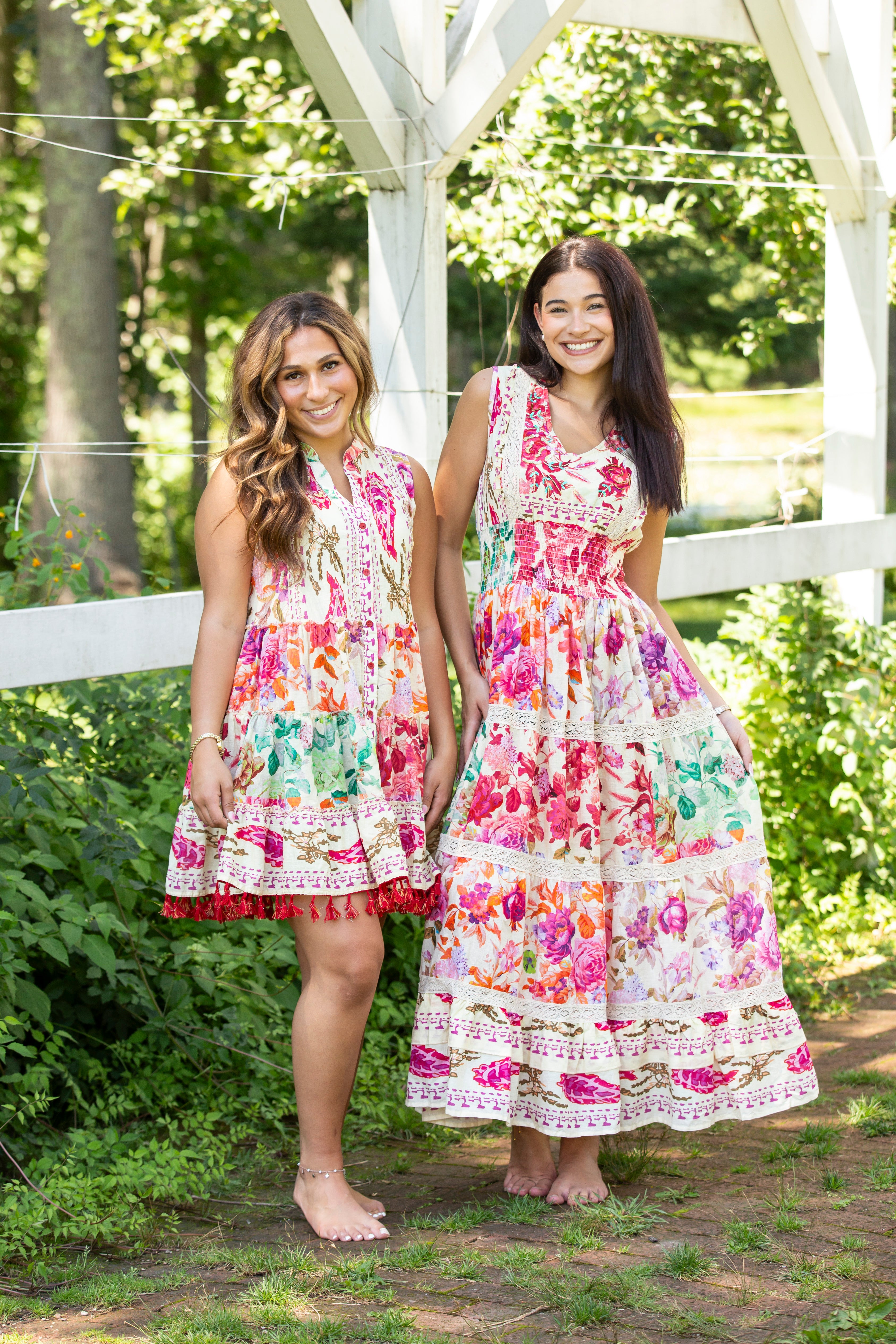 Floral Tassel Toss Button Dress