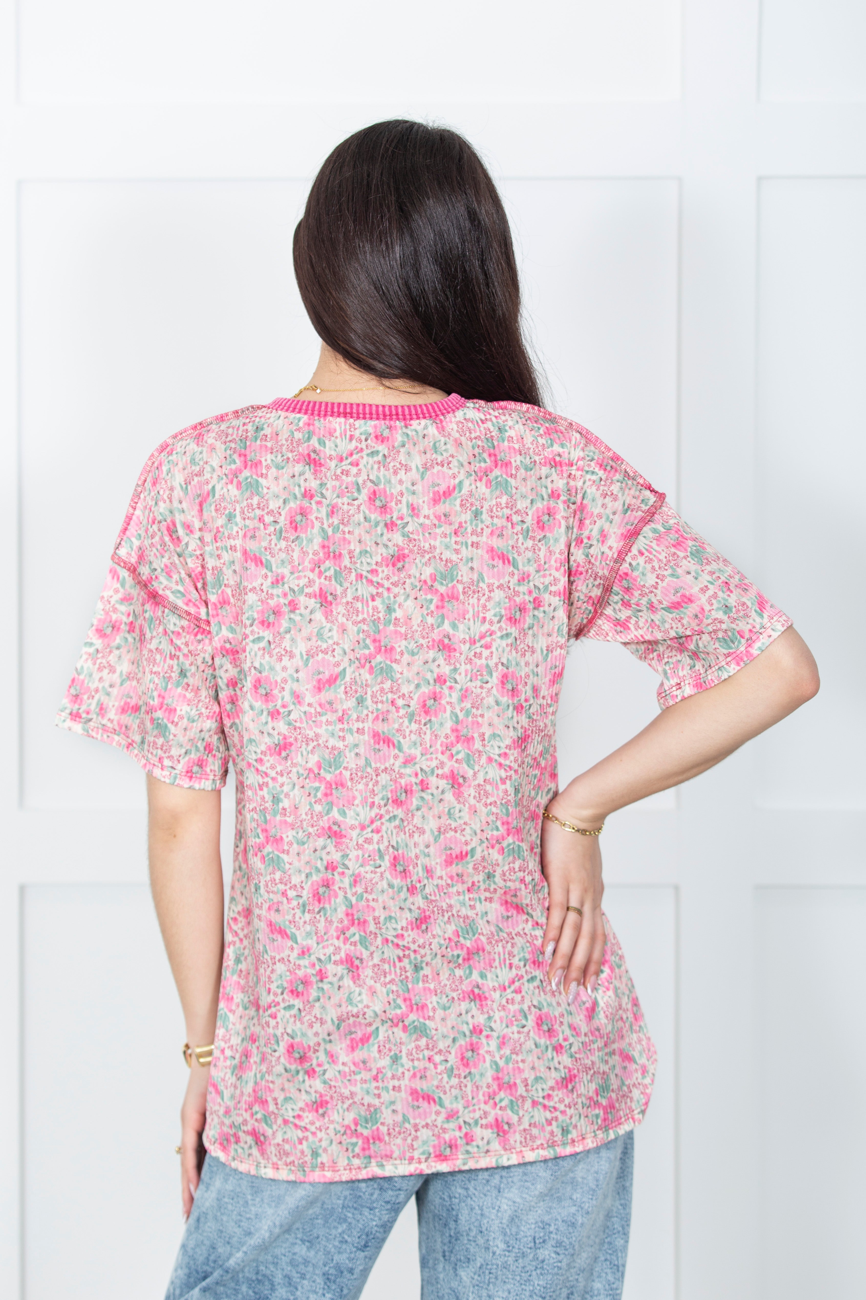 Bloom And Button Floral Top